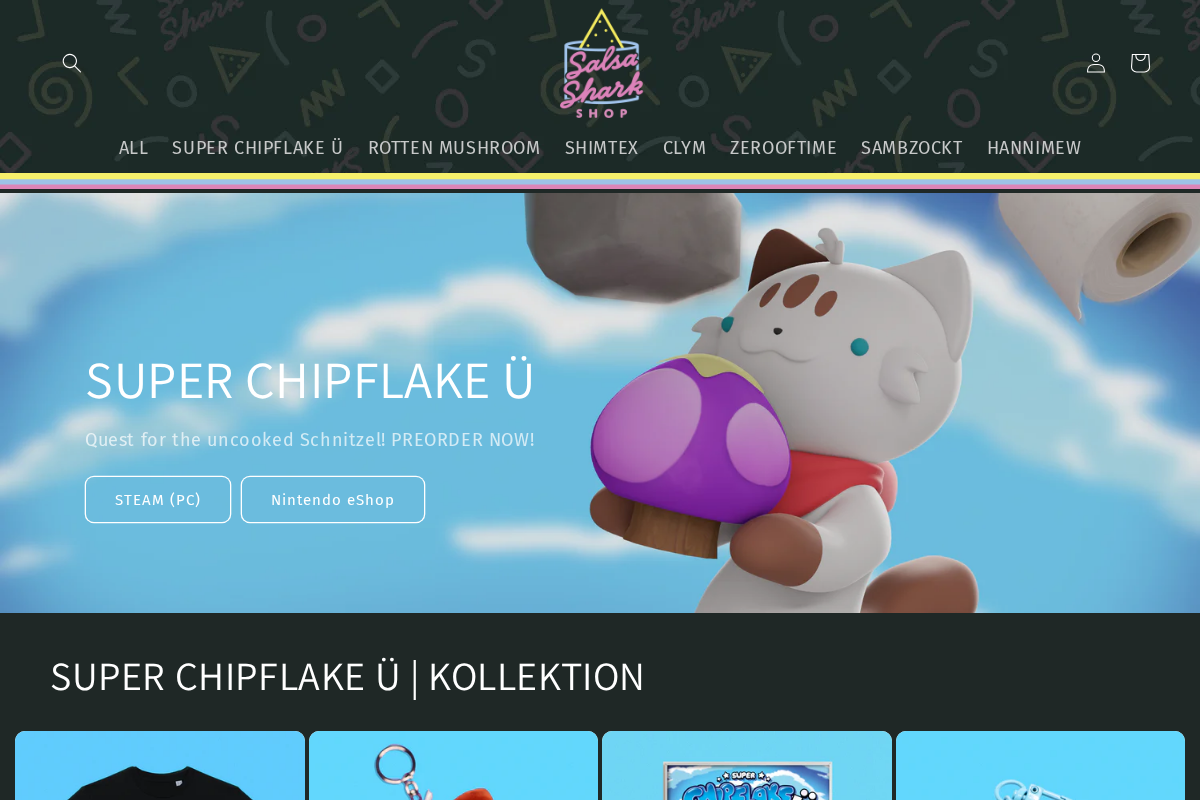 SalsaShark Shop homepage screenshot
