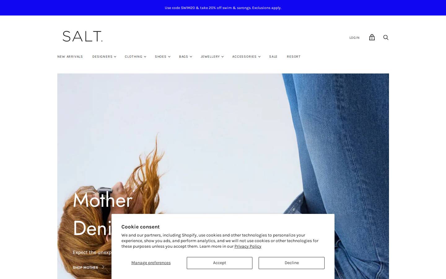 saltclothing.com.au homepage screenshot