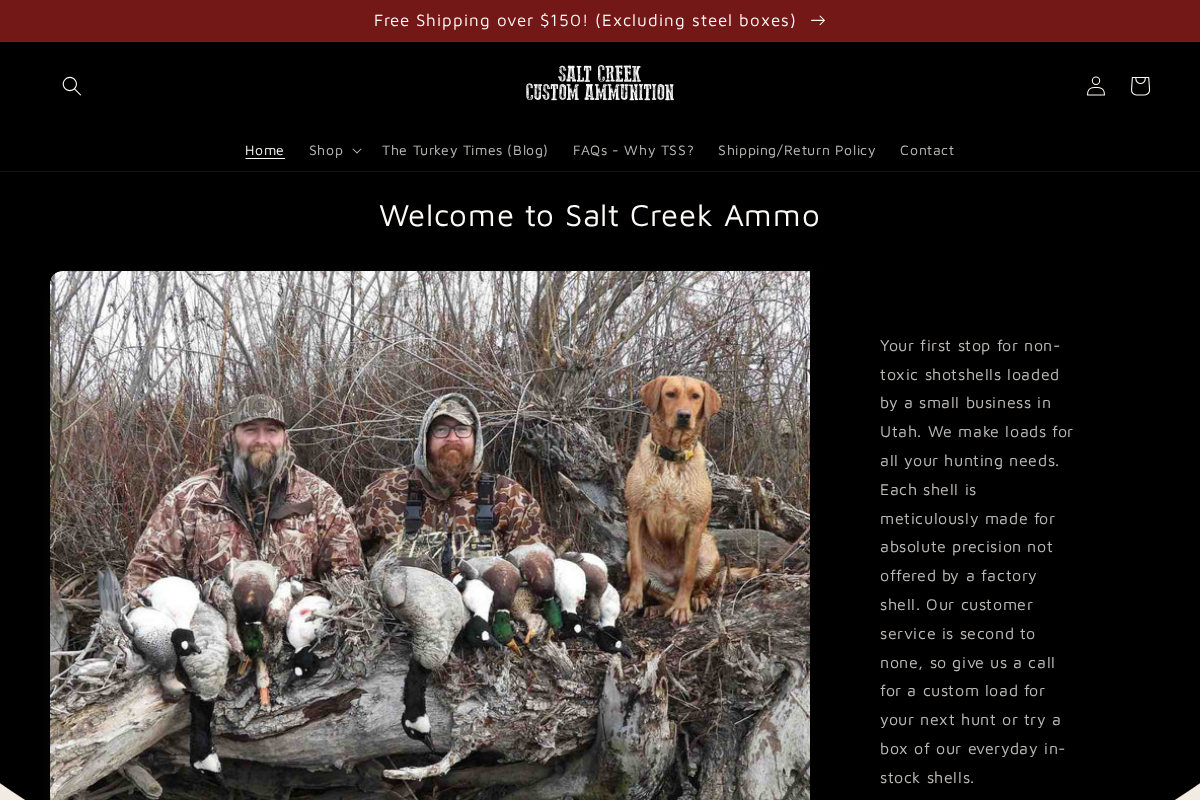 Salt Creek Custom Ammunition homepage screenshot