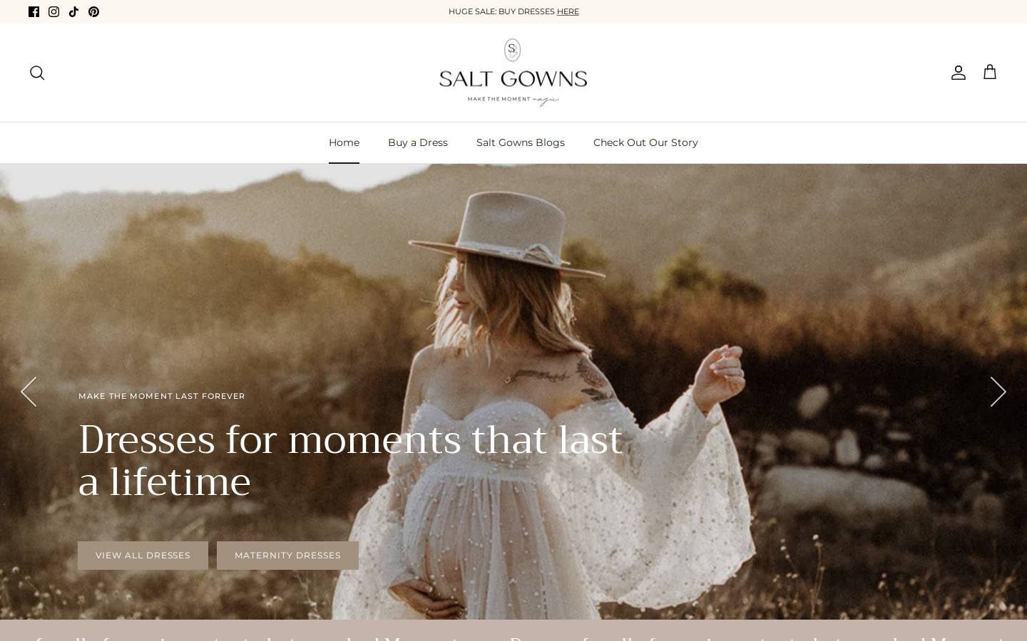 saltgowns.com homepage screenshot