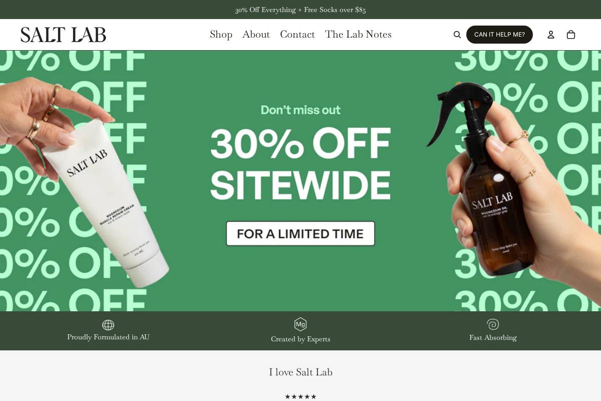 Salt Lab homepage screenshot