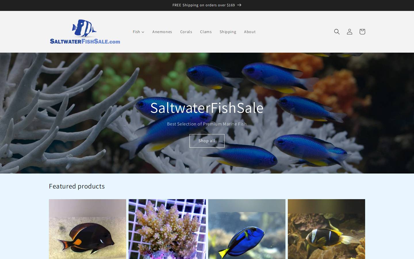 saltwaterfishsale.com homepage screenshot