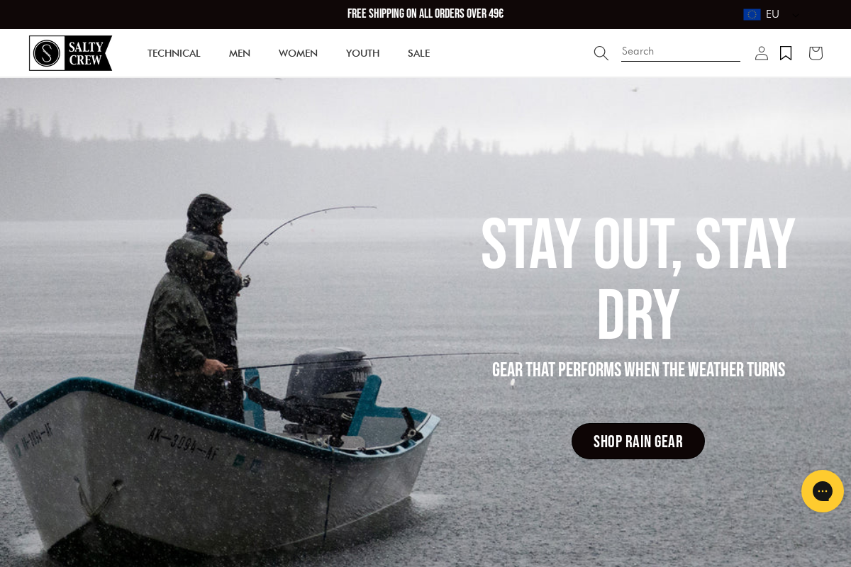 Salty Crew Europe homepage screenshot