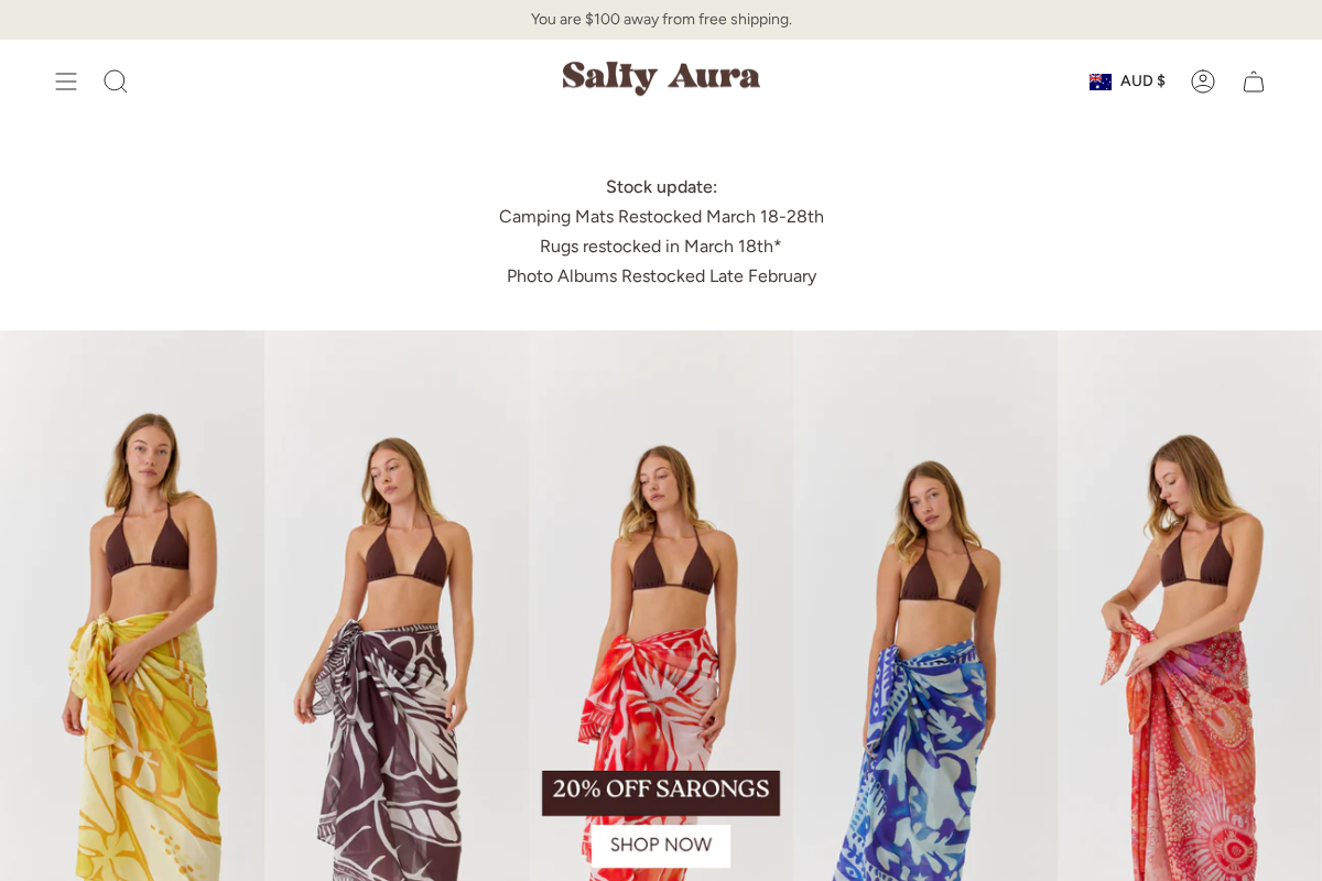 Salty Aura homepage screenshot