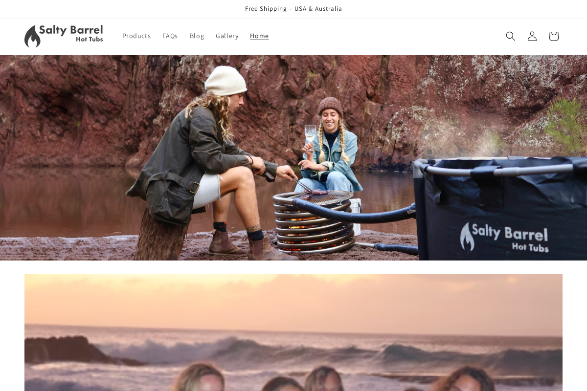 Salty Barrel Hot Tubs homepage screenshot