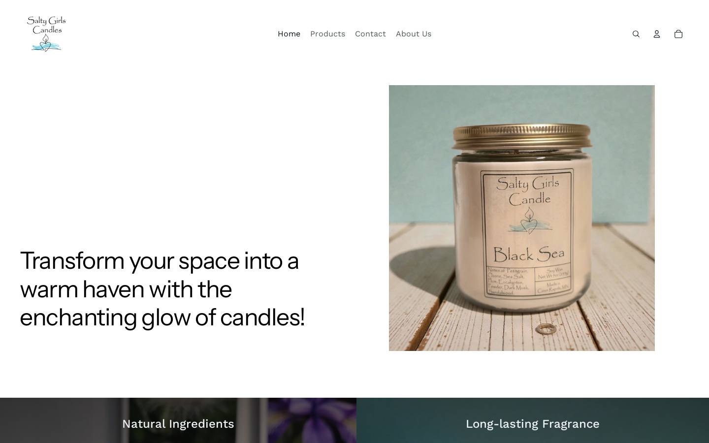 saltygirlscandles.com homepage screenshot