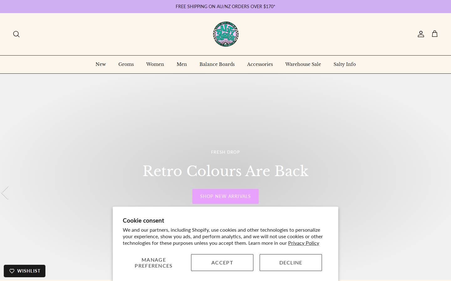 saltyshreds.com.au homepage screenshot