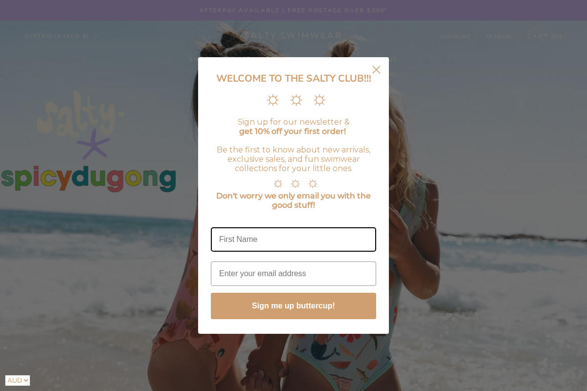 Salty Swimwear homepage screenshot