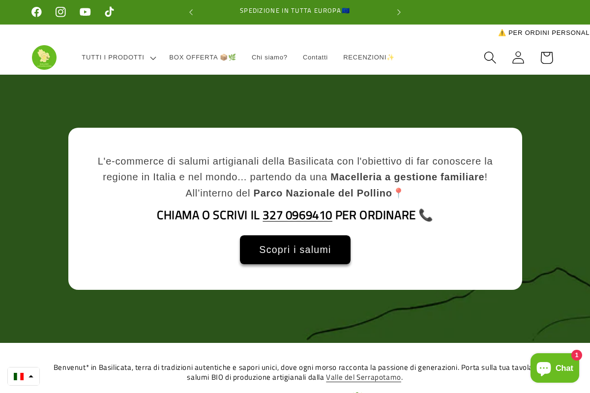 Salumi Lucani homepage screenshot