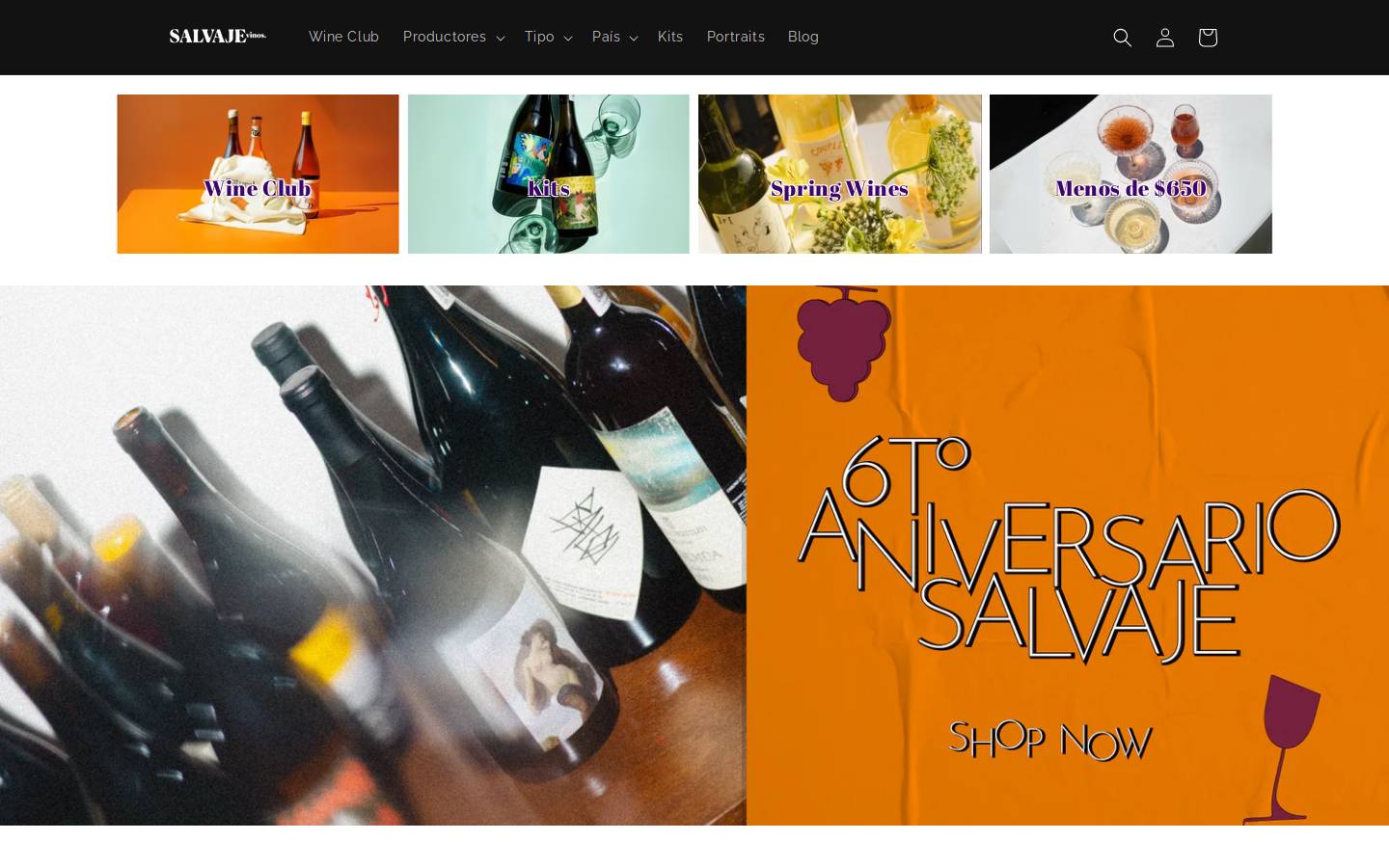salvajevinos.com homepage screenshot