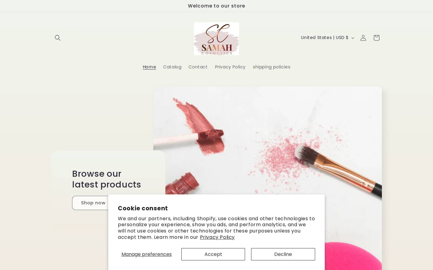 samahbeauty.com homepage screenshot