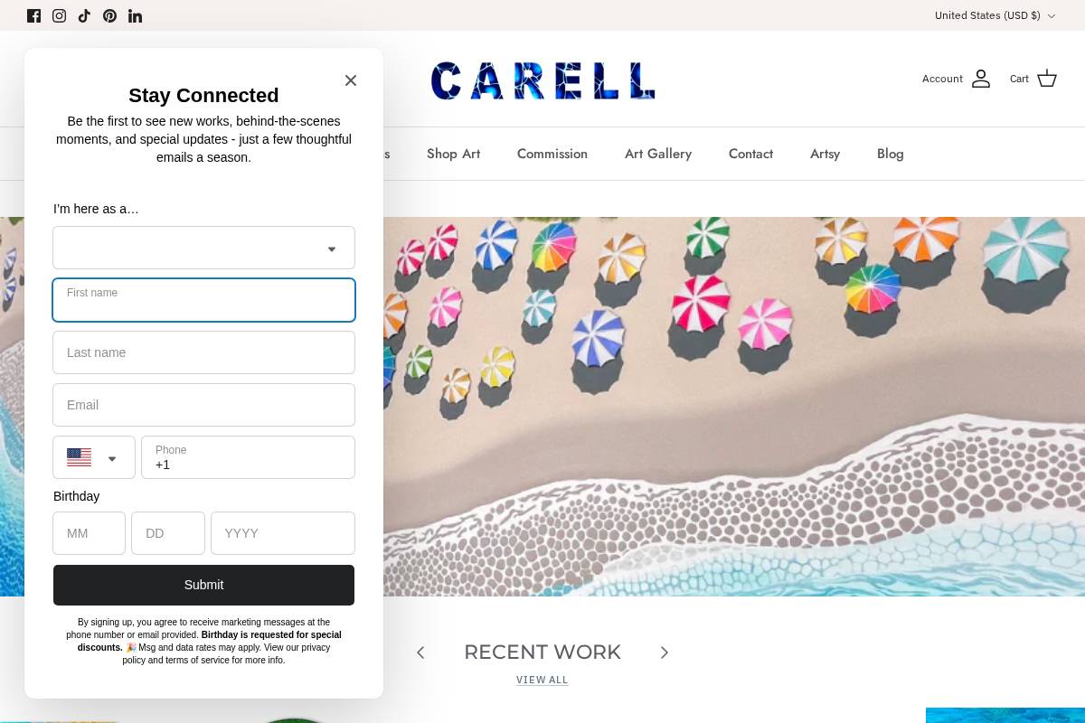 samanthacarell.com homepage screenshot