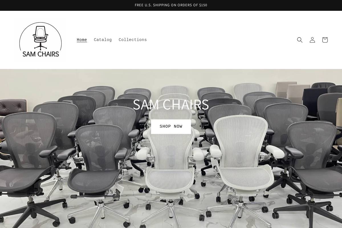 samchairs.com homepage screenshot
