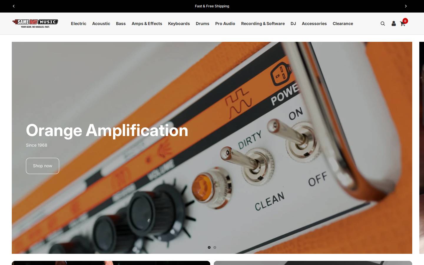 Same Day Music homepage screenshot