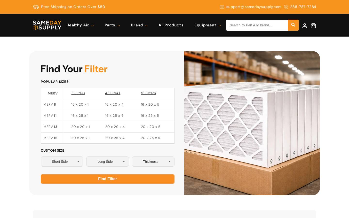 samedaysupply.com homepage screenshot