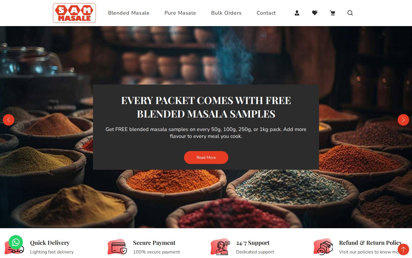 sammasale.com homepage screenshot