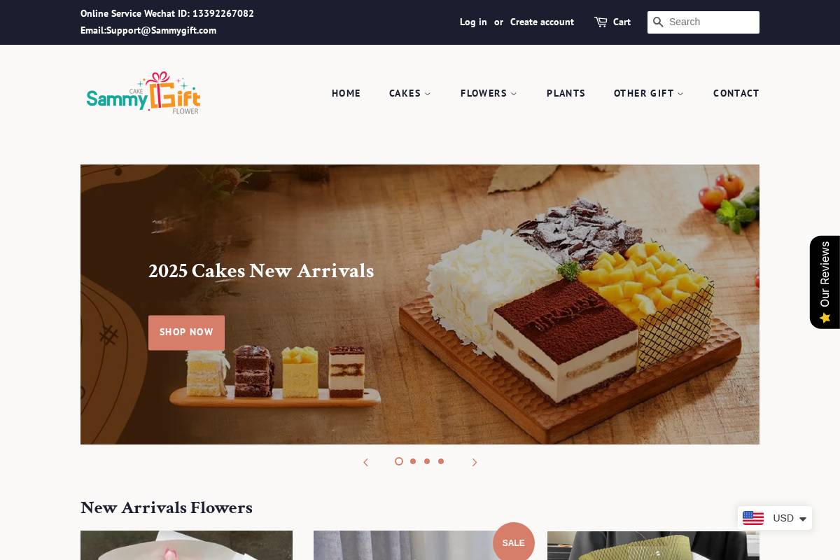 sammygift.com homepage screenshot