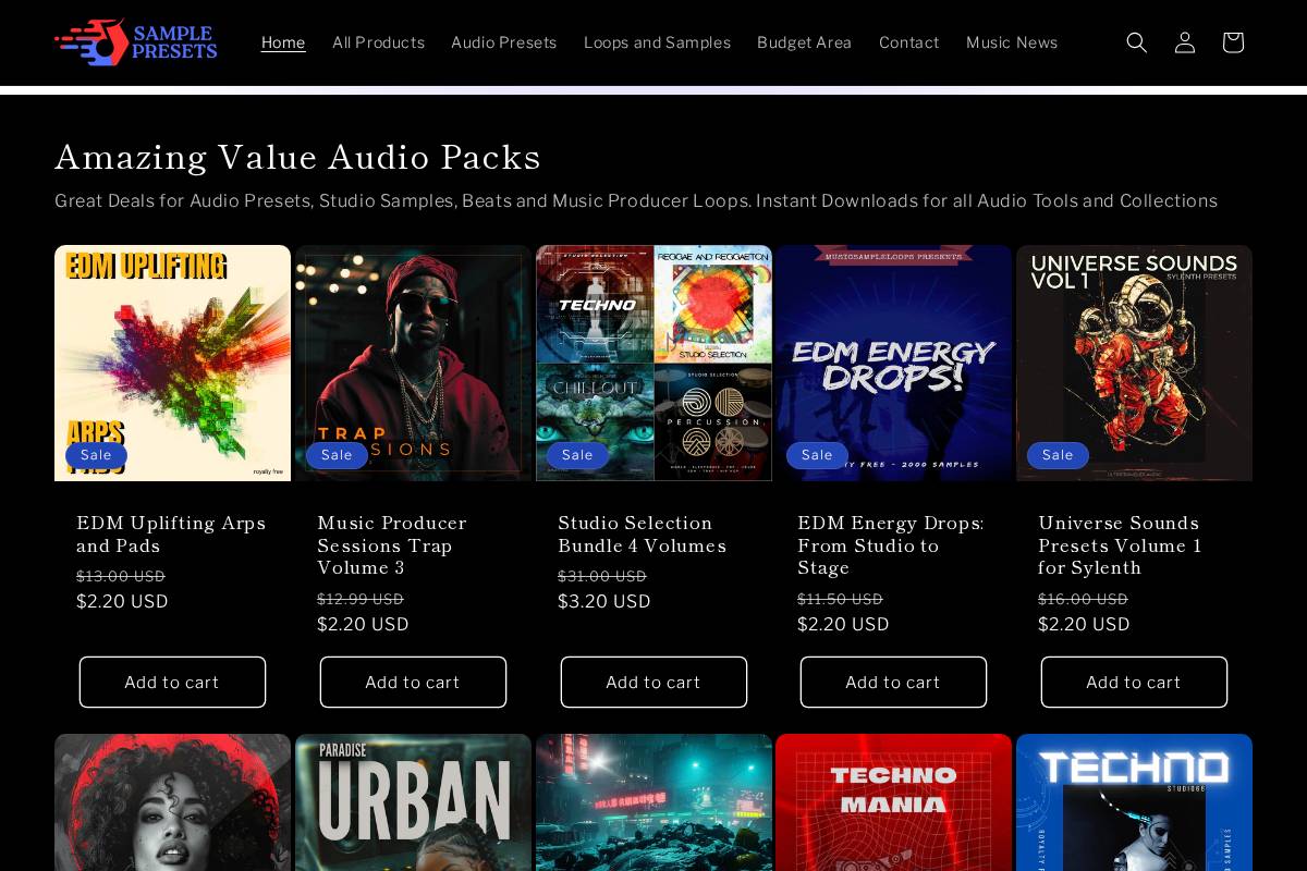 samplepresets.com homepage screenshot