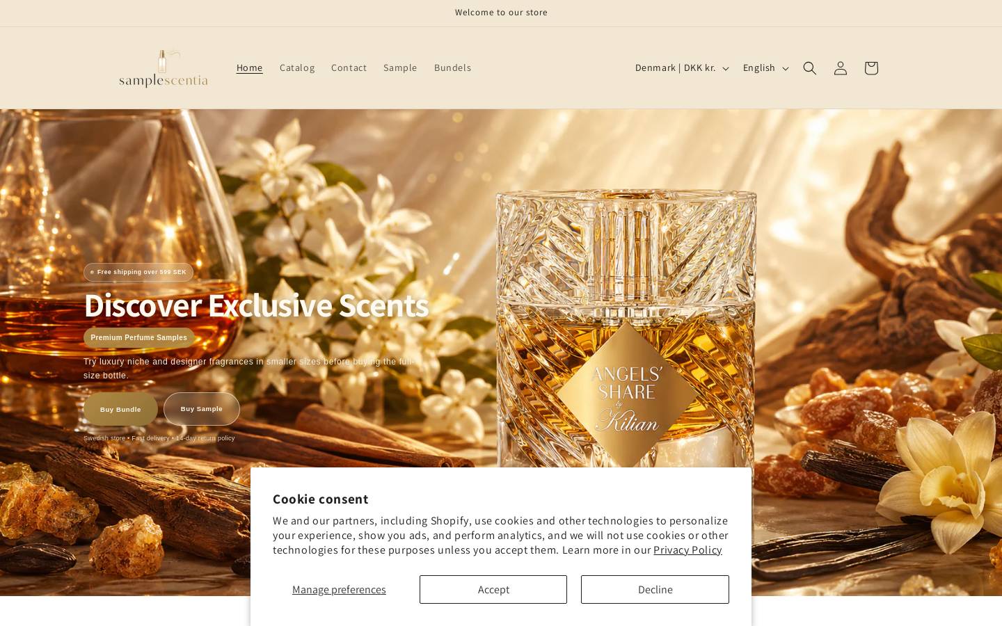 samplescentia.com homepage screenshot