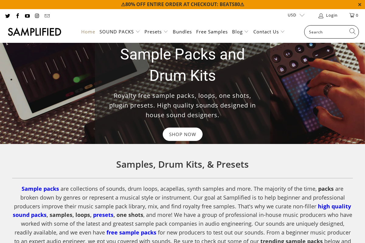 Samplified homepage screenshot