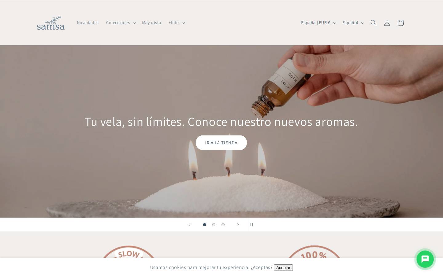 samsacandle.com homepage screenshot