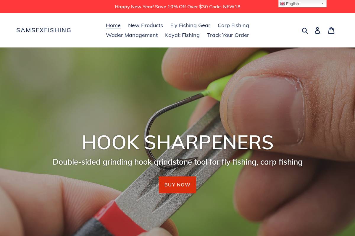 samsfxfishing.com homepage screenshot