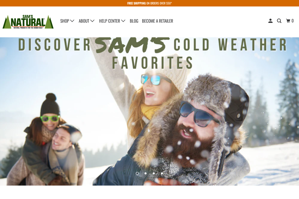 Sam's Natural homepage screenshot