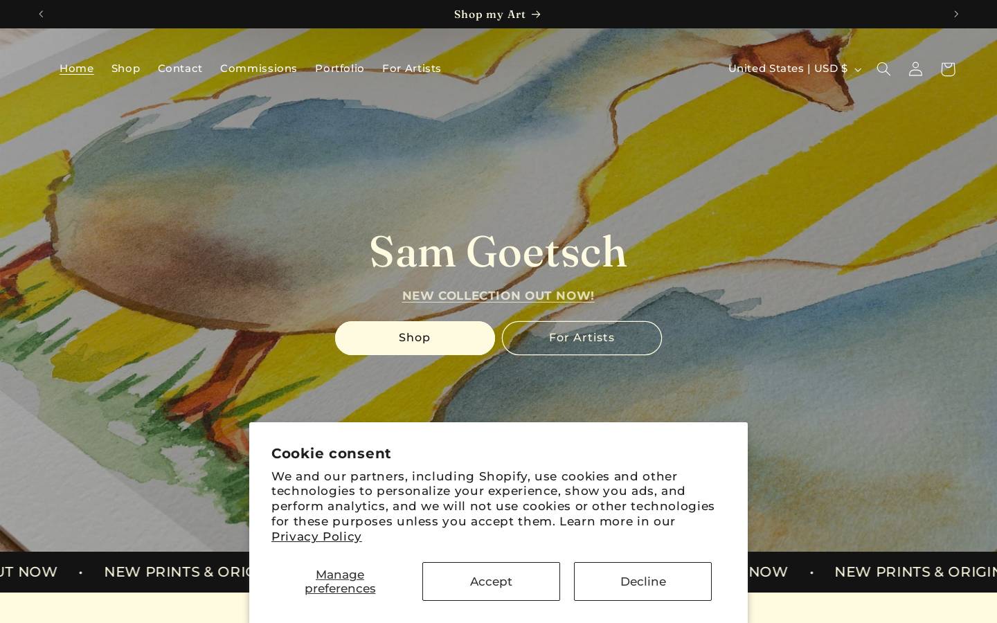 samssketchbooks.com homepage screenshot