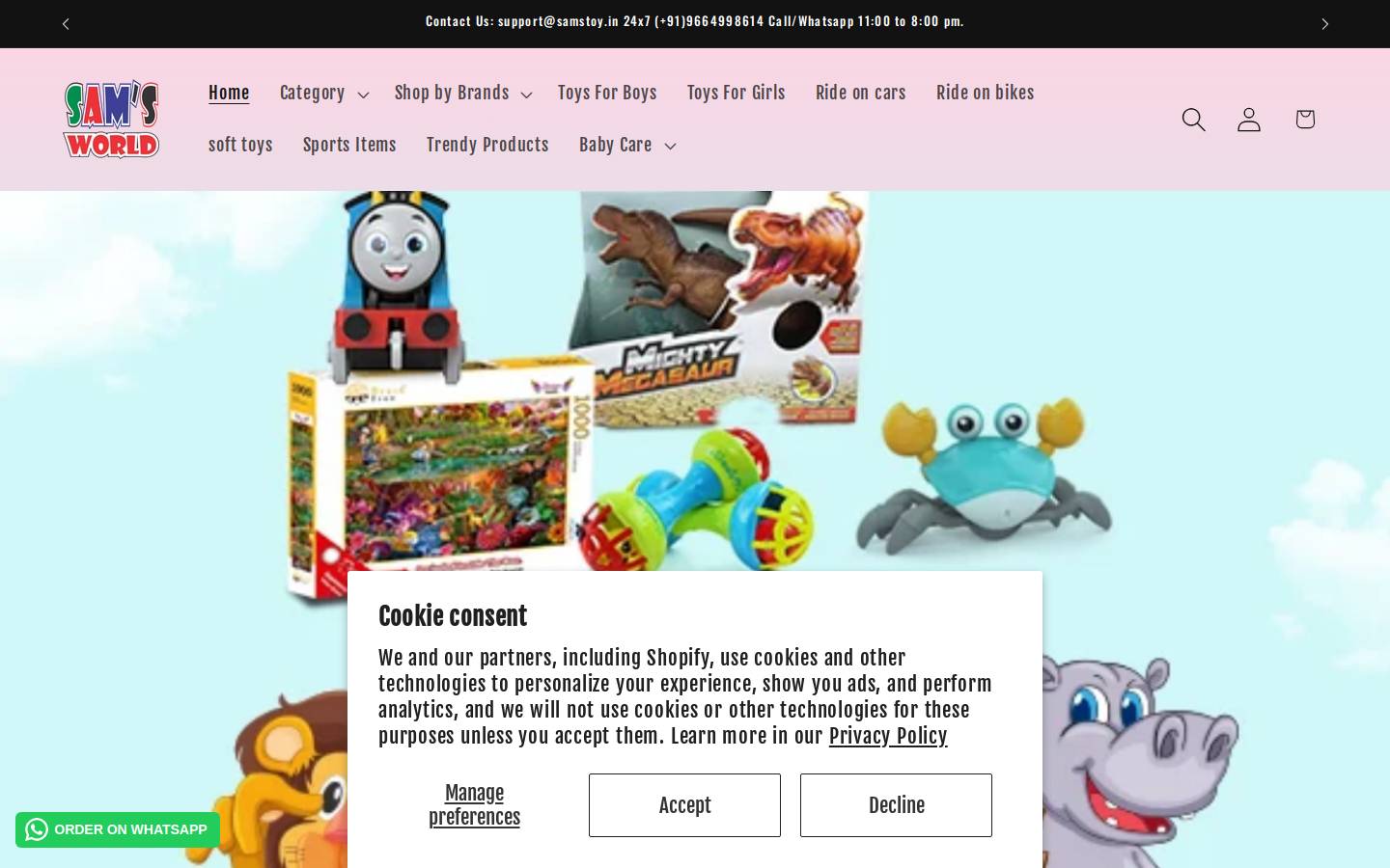 samstoy.in homepage screenshot