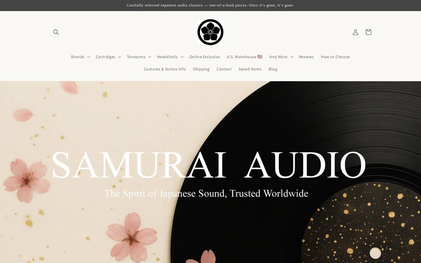 samuraiaudio.com homepage screenshot