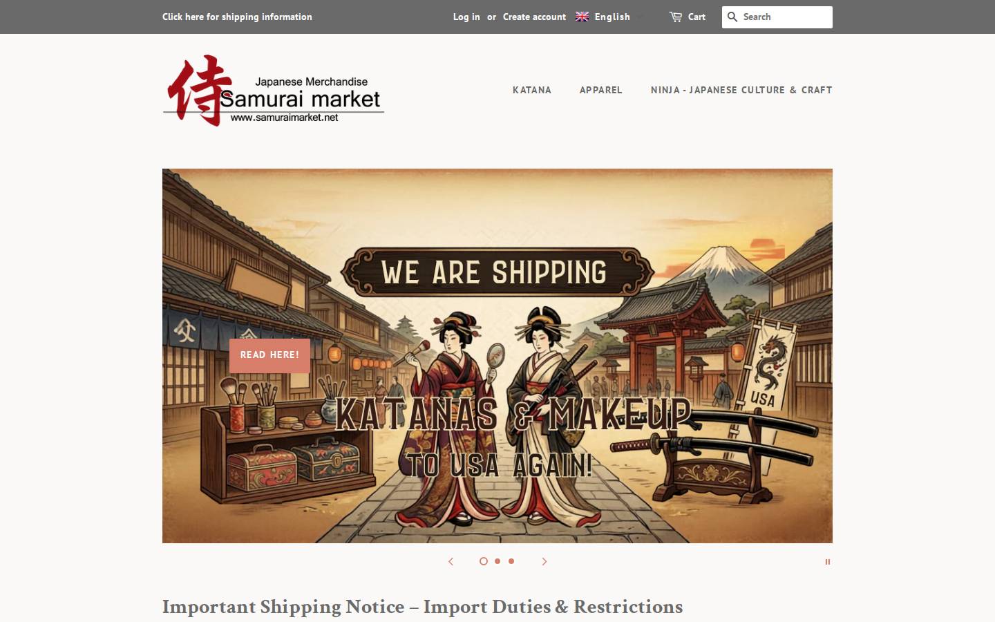 samuraimarket.net homepage screenshot