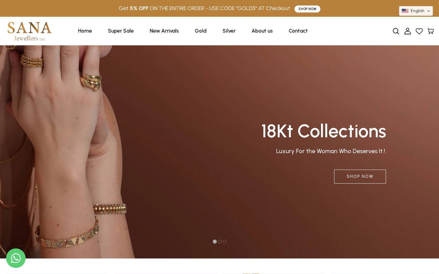 sanajewellers.com homepage screenshot