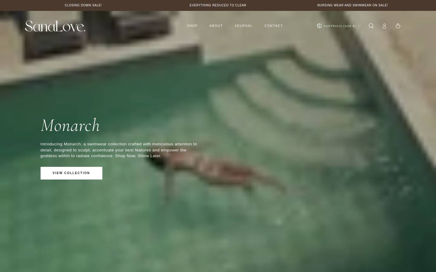 sanalovematernity.com.au homepage screenshot