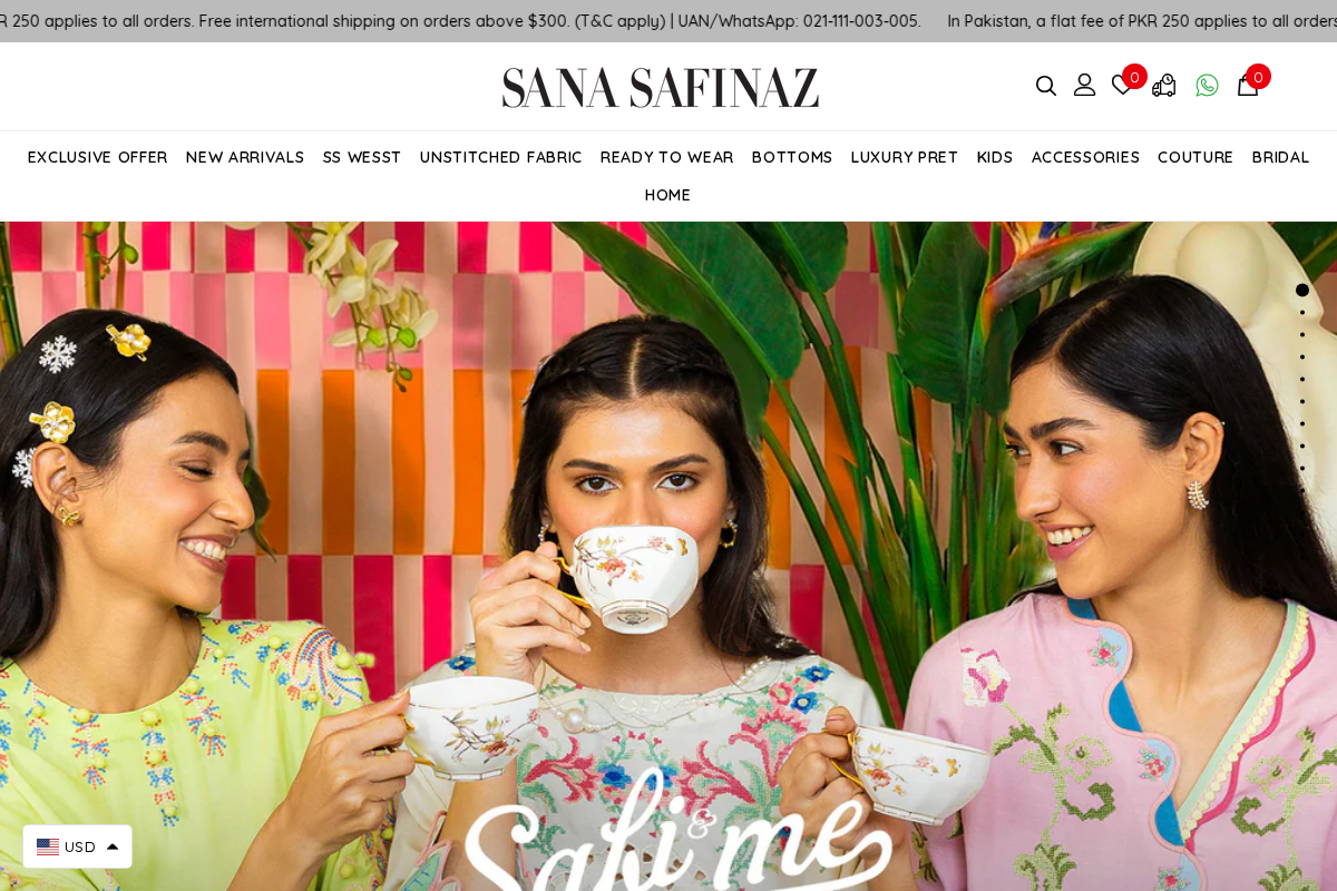 Sana Safinaz homepage screenshot