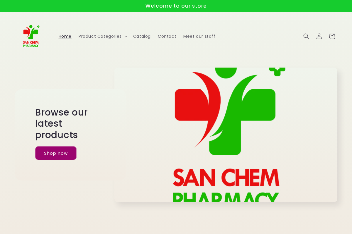Sanchempharmacy homepage screenshot