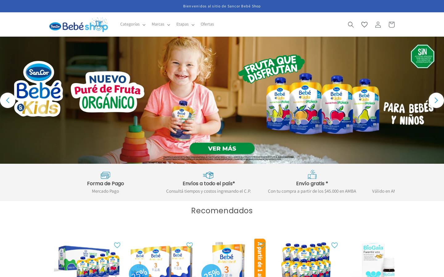 sancorbebeshop.com.ar homepage screenshot