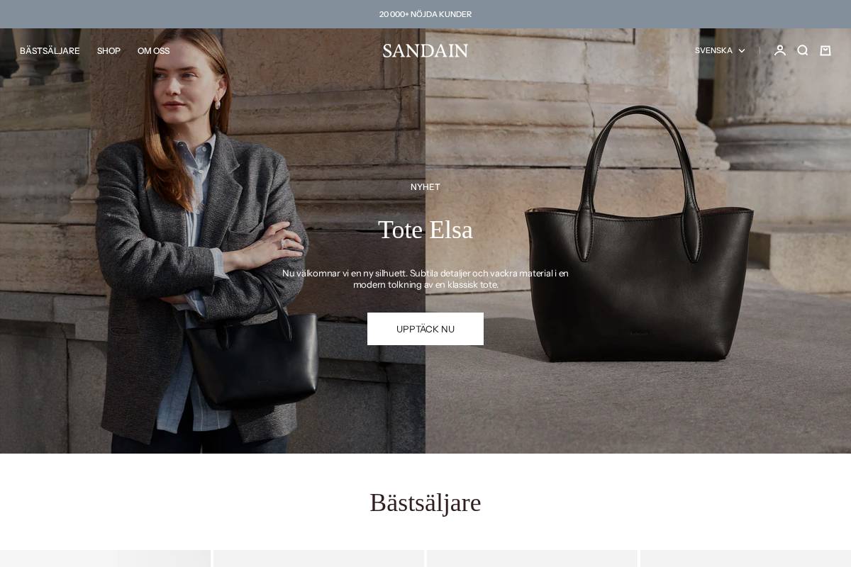Sandain homepage screenshot