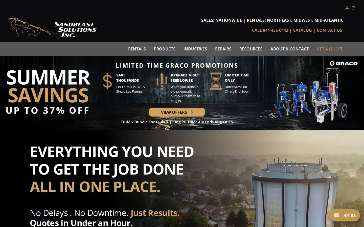 Sandblastinc homepage screenshot