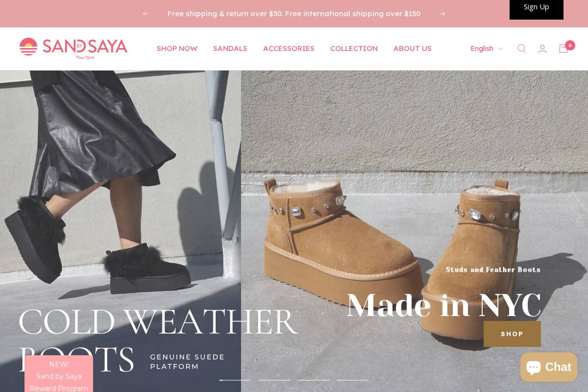 Sand By Saya New York homepage screenshot