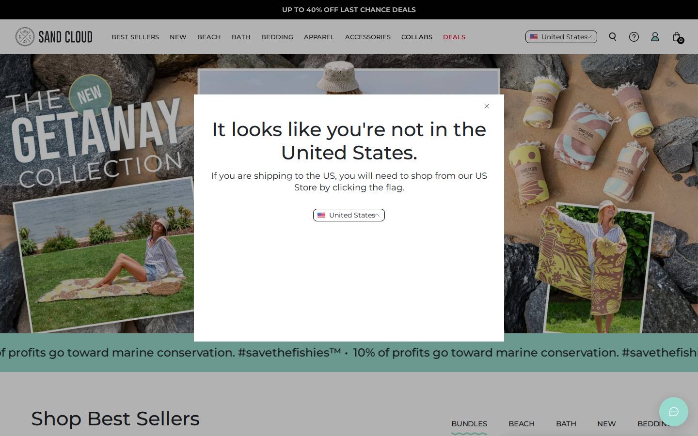 sandcloudapparel.com homepage screenshot