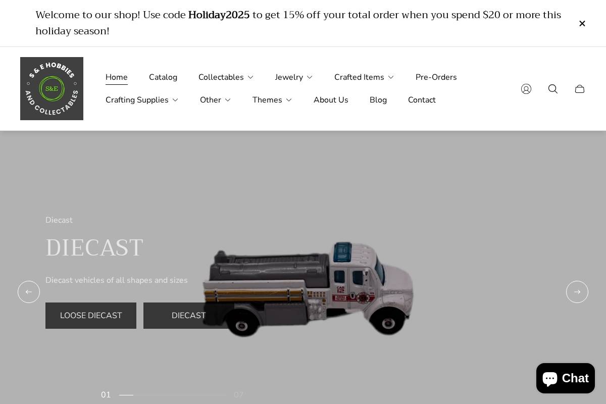 sandehobbies.com homepage screenshot