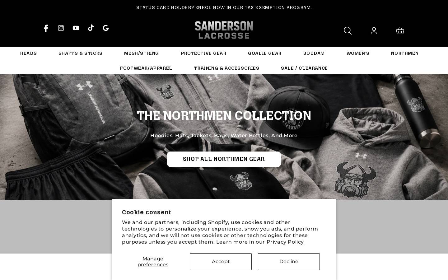 sandersonlacrosse.com homepage screenshot