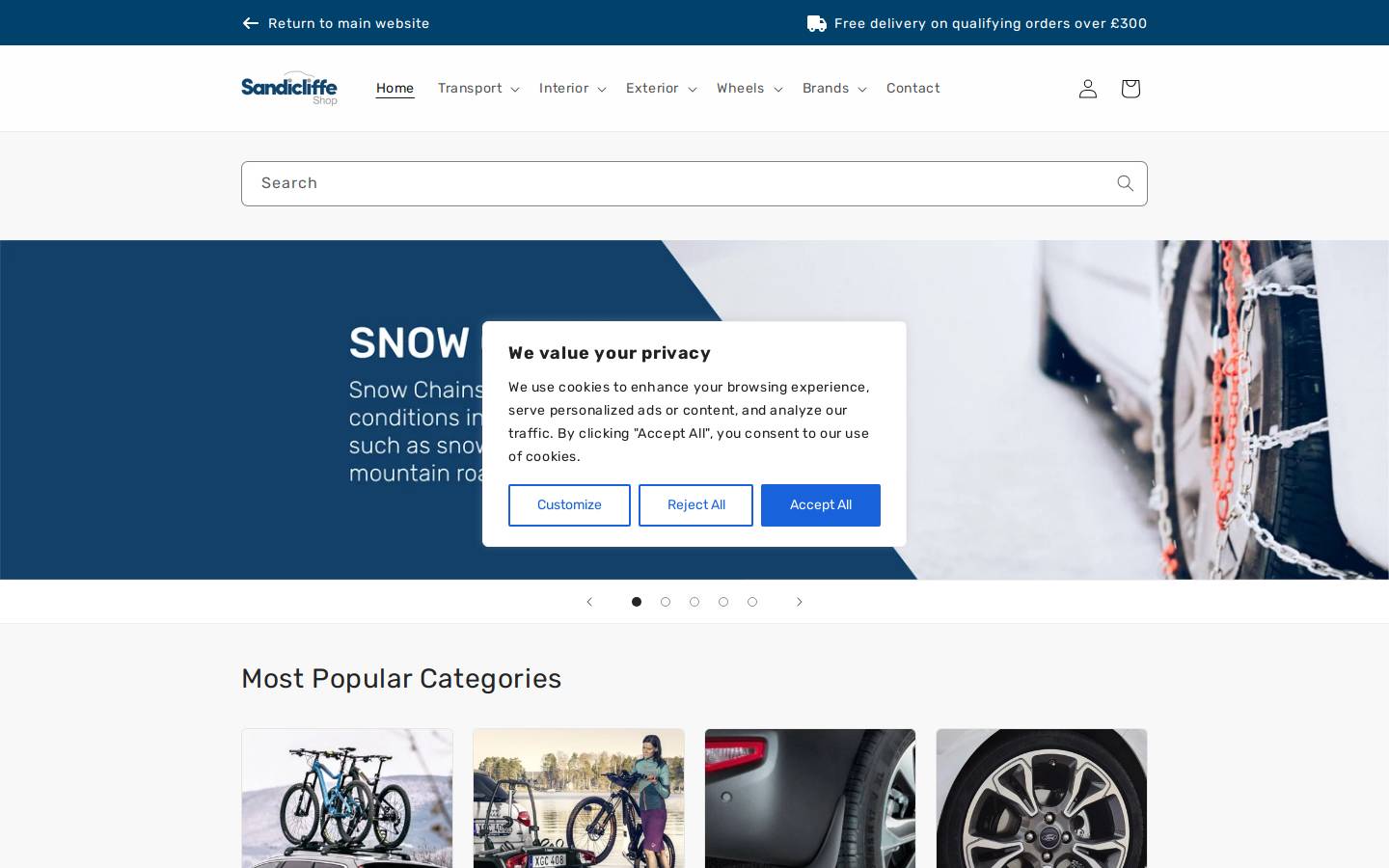 Sandicliffeshop homepage screenshot