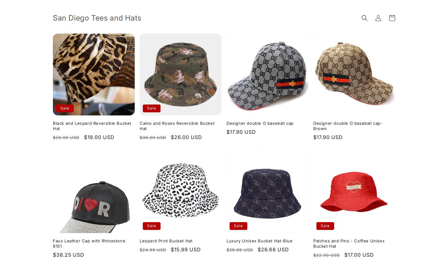 sandiegoteesandhats.com homepage screenshot