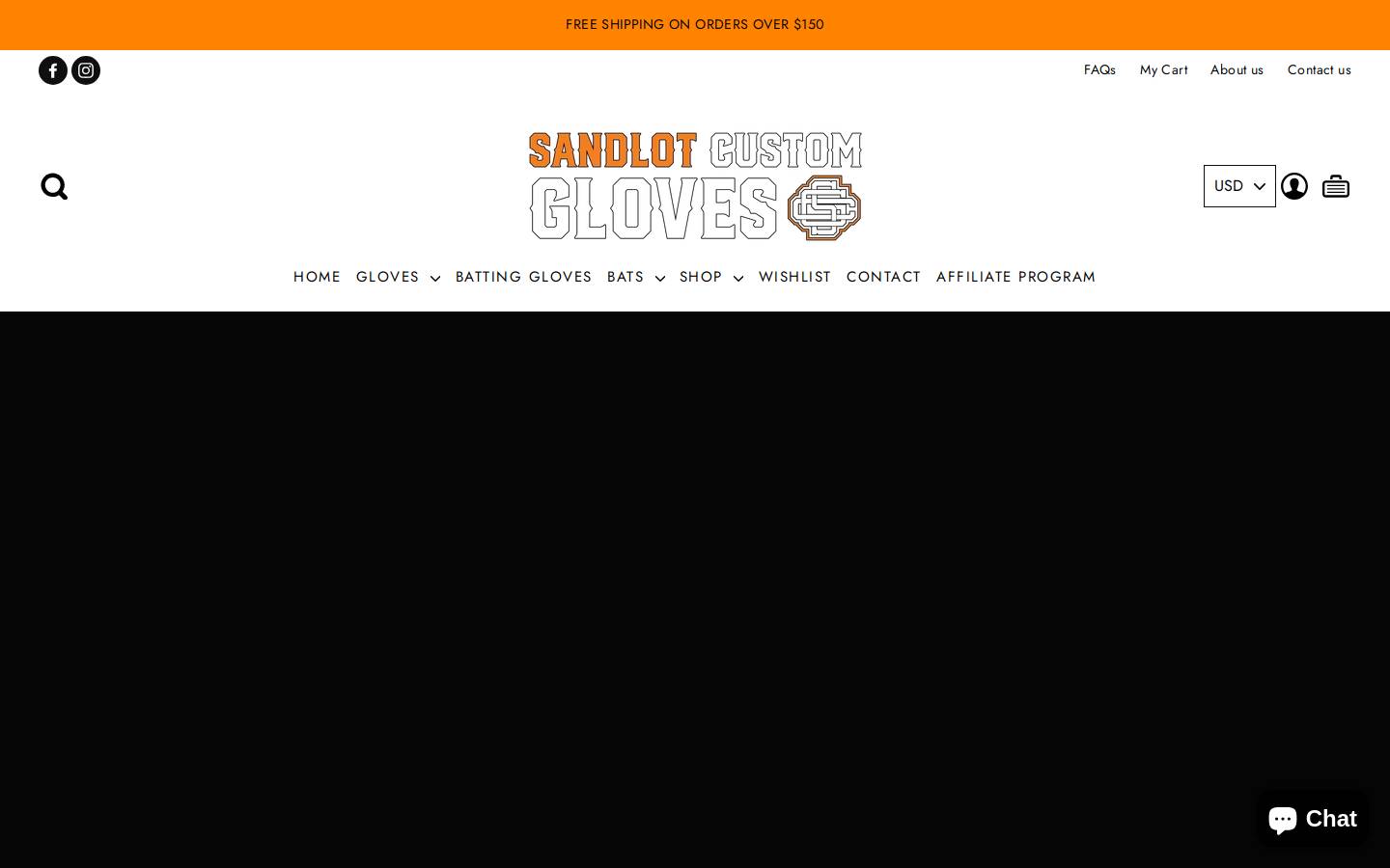 sandlotcustomgloves.com homepage screenshot