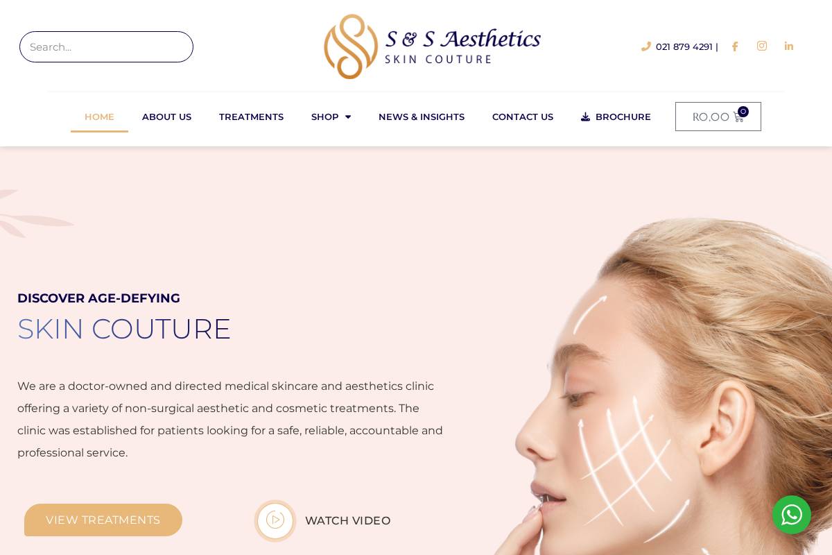 sandsaesthetics.co.za homepage screenshot