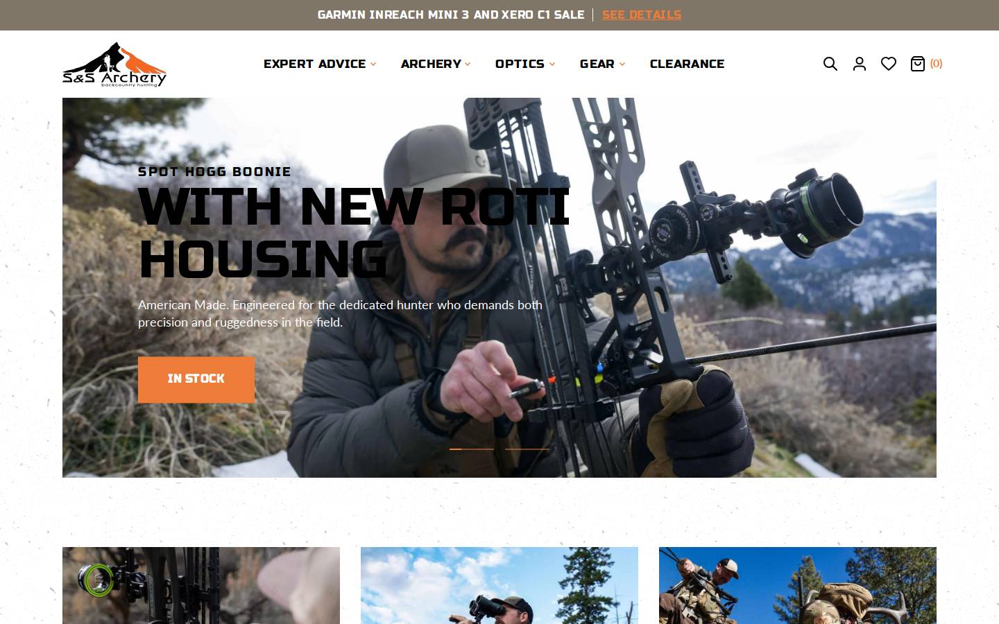 S&S Archery homepage screenshot