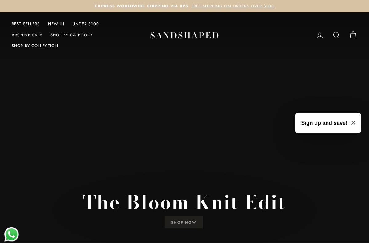 sandshaped.com homepage screenshot