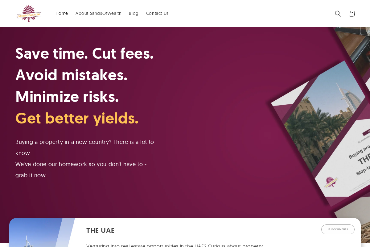 Sandsofwealth homepage screenshot