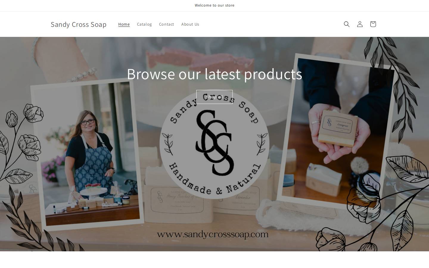 sandycrosssoap.com homepage screenshot